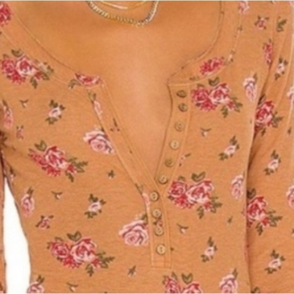 FREE PEOPLE INTIMATELY DYLAN THERMAL BODYSUIT TAN COMBO LONG SLEEVE W/THUMB HOLE - Picture 5 of 15